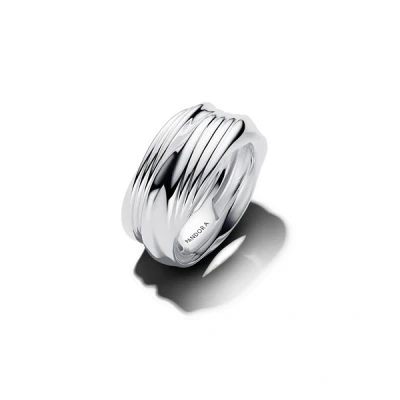 Image of Pandora Silver Twisted Double Ring 58
