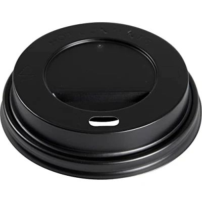 Image of ABENA Gastro Line Sip Through Lid Ideal for Disposable Coffee Cups and Plastic Tea, Soup &amp; Other Hot Beverages, Enjoy To Go Drinks With Ease Avoid Spills Black, Ø9cm Pack of 100