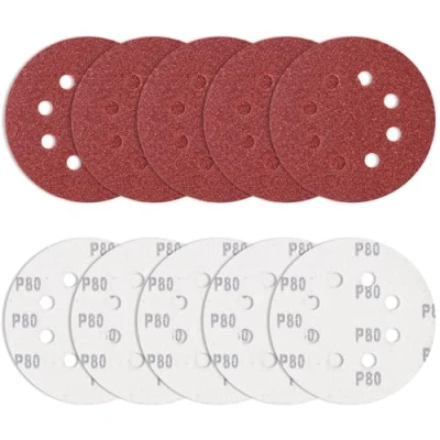 Image of Bolatus 10Pcs 125mm Sanding Discs 80 Grits, 5 Inch 8 Hole Hook and Loop Round Pads for Random Orbital Sander