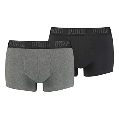 Image of PUMA Men&#039;s Trunk, Dark Grey Melange/Black, M (Pack of 2)