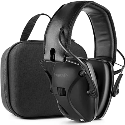 Image of awesafe Electronic Ear Defenders Protection for Adults Shooting Hearing Safety Earmuffs with Hard Storage Case, NRR 24dB