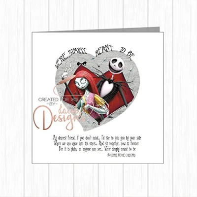 Image of Nightmare Before Christmas Anniversary Card Jack Sally We&#039;re Simply Meant To Be