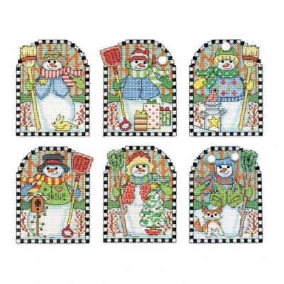 Image of Design Works Crafts Woodland Snowmen Counted Cross Stitch Stocking Kit