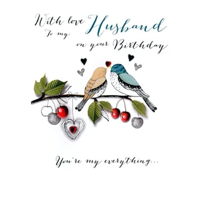 Image of With Love Husband Birthday Embellished Greeting Card Joie De Vivre Range Cards