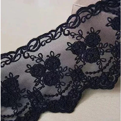 Image of Sourcemall Lace Trim Ribbon, Delicate Crown Ribbon for Crafts Sewing and Bridal Wedding Dress Applique Decorations, 3.3inch Width 5 Yards/Lot (Black)