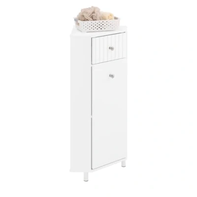 Image of SoBuy Bathroom Corner Cabinet Storage Wall White W44 x D31 H80cm BZR194 W