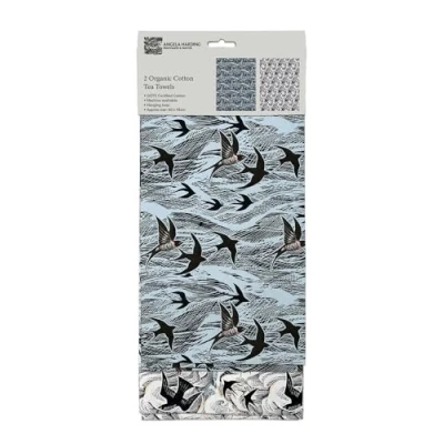Image of Museums &amp; Galleries Angela Harding Swallow and Sea Set of 2 Organic Cotton Tea Towels