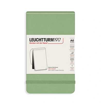 Image of LEUCHTTURM1917 364405 Notepad Pocket (A6), Hardcover, 184 Numbered Pages, Sage, Plain