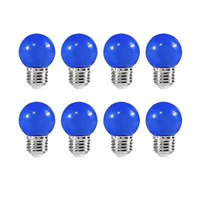 Image of ZFQ 8 Pack E27 Bayonet Colored LED Light Bulbs 2W G45 Golf Ball Mini Globe Bulb Lighting Bulbs,Blue for Outdoor Indoor String Patio Garden Party Christmas, Tree, Fairy Night Lights