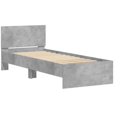 Image of vidaXL Bed Frame without Mattress with Headboard Concrete Grey 90x200 cm