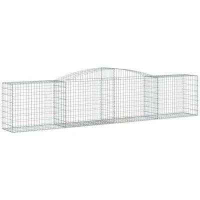 Image of vidaXL Arched Gabion Baskets 4 pcs 400x50x80/100 cm Galvanised Iron