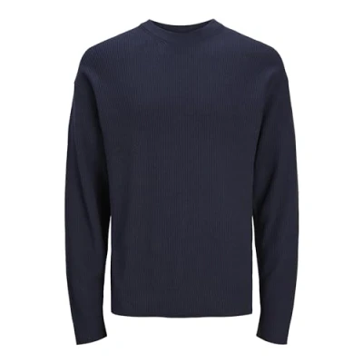 Image of JACK &amp; JONES Men&#039;s Jprccspring Perfect Knit Crew Neck Jumper, Night Sky, M