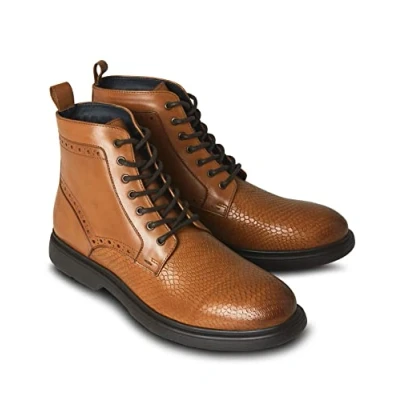 Image of Joe Browns Men&#039;s Military Style Leather Boots Ankle, Tan, 12 UK