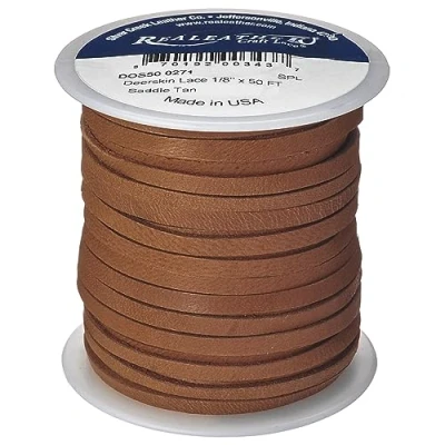 Image of Realeather Crafts Deerskin Lace .125&quot; X50&#039; Spool Saddle Tan