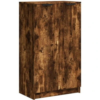 Image of vidaXL Shoe Cabinet Smoked Oak 59x35x100 cm Engineered Wood