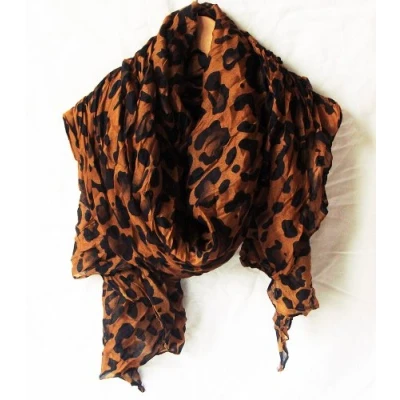 Image of Fat catz copy Celebrity Style Brown Animal Leopard Print Large Shawl Scarf Shawls Scarves