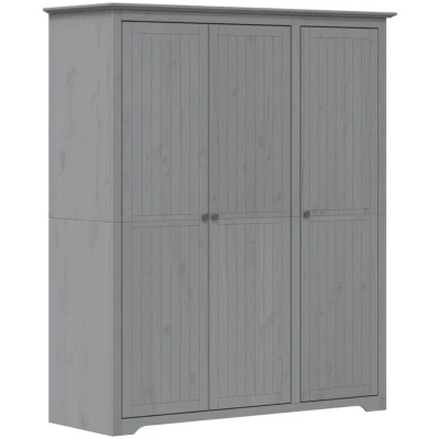 Image of vidaXL Wardrobe BODO Grey 151.5x52x176.5 cm Solid Wood Pine