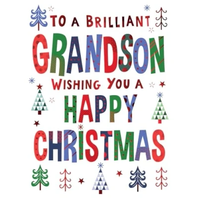 Image of Piccadilly Greetings Christmas Card To a Brilliant Grandson Type 8 x 6 inches