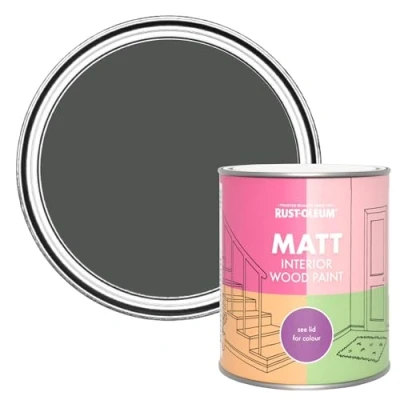 Image of Rust Oleum Grey Interior Wood Paint in Matt Finish Graphite 750ml