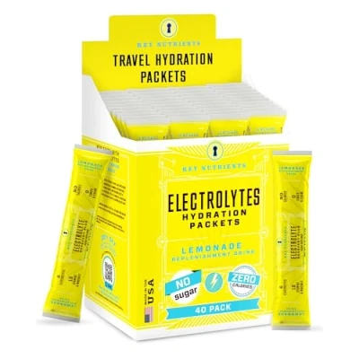 Image of Key Nutrients Electrolytes Sachets Multivitamin &amp; Minerals Powder 40 Servings of Refreshing Lemonade Hydration Supercharged Rehydration with 16 Vitamins