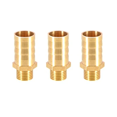 Image of 3PCS Solid Brass Hose Tail Connector Barbed to BSP Male Thread 16mm 1/4 for Air Water Fuel Oil Gas