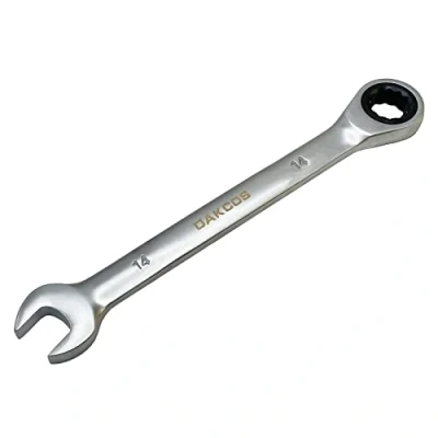 Image of DAKCOS Fixed Head Ratchet Spanner 14mm Ratcheting Combination Wrench Chrome Vanadium Steel