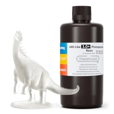 Image of ELEGOO ABS Like Resin 3.0 Plus Translucent 1000g, Scratch Resistant Photopolymer for MSLA/DLP/LCD 3D Printing Fast Curing, High Precision, Non Brittle