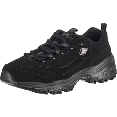 Image of Skechers Women&#039;s D&#039;lites play on Fashion Sneaker, Black, 2.5 UK