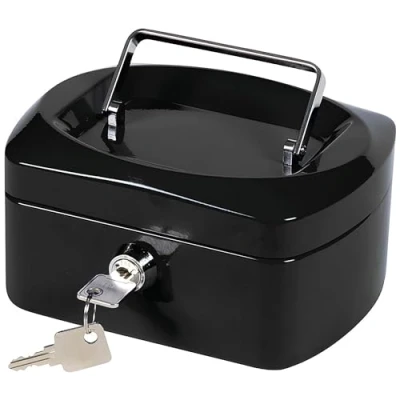Image of Cash Box Q CONNECT Small 155x75x120mm Black/Office Equipment/Type Small/Shape Rounded/Material Metal/Colour Black/Dimensions (mm) 155x75x120