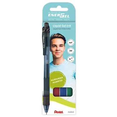Image of Pentel BL107 Energel X 0.7 mm Retractable Pen 4 Stück Sortiert Schwarz/Rot/Blau/grün