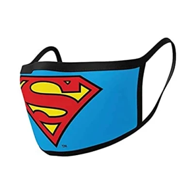 Image of Pyramid International Superman Logo Face Mask Covering, Blue, One Size (Pack of 2)