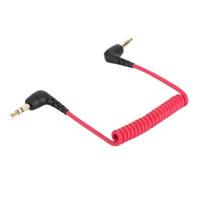 Image of Replacement SC2 Coiled Microphone Cable for Cameras Video Recorders, 3.5mm Stereo TRS Male to Adapter, Compatible with Canon Nikon DSLR SLR Camera etc