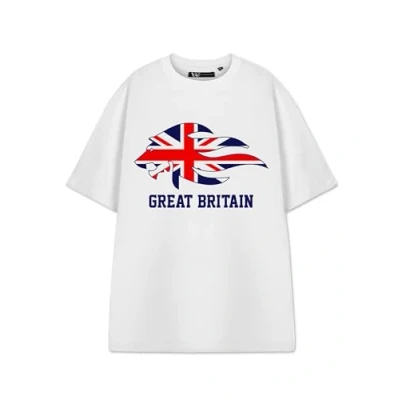 Image of Vanilla Underground Great Britain Unisex White Graphic Tee British Lion Flag Short Sleeve T Shirt Design for Men &amp; Women Support Apparel