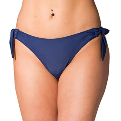 Image of Aquarti Womens&#039; Bikini Bottoms Brazilian with Side Ties, Dark Blue, 14