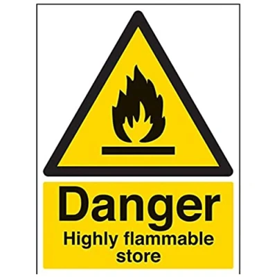 Image of V Safety Danger, Highly Flammable Store Warning Sign 300mm x 400mm 1mm Rigid Plastic