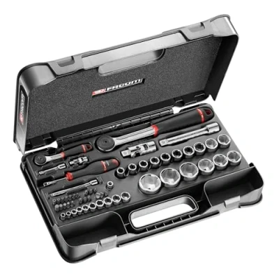 Image of Facom 1/4 1 6/4 inch Metric Box Set R S. 161B 55 Pieces Rs.161 2 inches, Acier inoxydable, Black, Teile