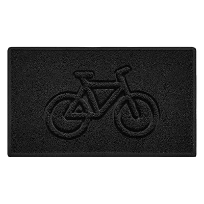 Image of Nicoman Bike Embossed Shape Door Mat Dirt Trapper Jet Washable Doormat (Use Outdoor ONLY) (75x44cm/29.5x17.3inches, Medium) Black