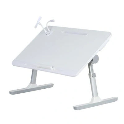 Image of loyliawa Laptop Bed Table, Tray for Bed, Height Angle Adjustable Stand, Portable Lap Desk with Foldable Legs, Tablet Table Reading, Eating on Sofa White