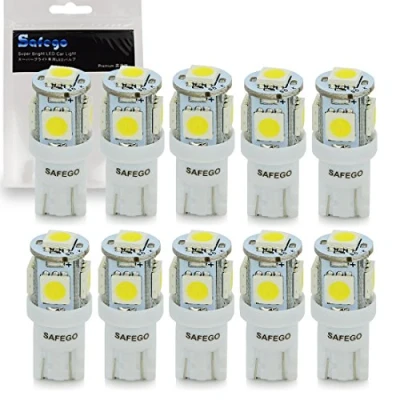 Image of Safego W5W 501 LED Bulbs T10 194 168 Car Super Bright White 5SMD 5050 Replacement for Side Light Interior Dashboard Dome Map Door Courtesy License Plate Lights 12V, 10PCS
