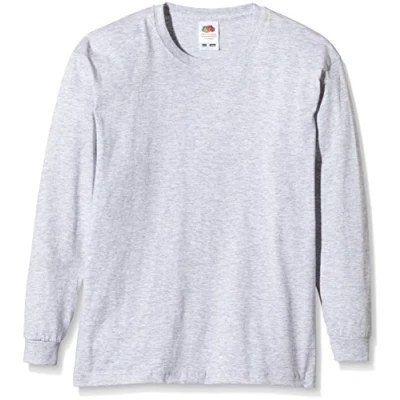 Image of Fruit of the Loom Unisex Kids Valueweight Long Sleeve T Shirt, Heather Grey, 5 6 Years (Manufacturer Size:26)
