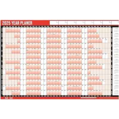 Image of 2025 Large Year Planner A1 85cm x 58cm Laminated Wall Calendar With Dry Wipe Marker And Sticker Dots