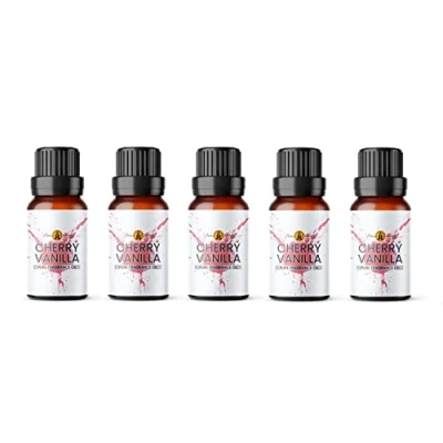 Image of Aroma Energy Cherry Vanilla Fragrance Oil 50ml (5 x 10ml) Highly Scented for Making Candle, Soap, Wax Melt, Diffuser etc