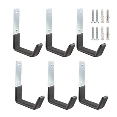 Image of PYBTOOL Utility Hooks for Garage Wall, Heavy Duty Storage Hooks, Garden Tool Organiser, Steel Wall Mounting (Small 9 x 12 cm)