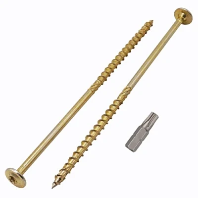 Image of (Pack of 8 pcs) Galvanized Steel 6.0 x 140 mm Yellow Wood Screws, Torx Head, Wafer Timber Partially Threaded (8, mm)