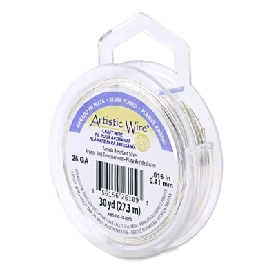 Image of Artistic Wire Silver Plated Tarnish Resistant Colored Copper Craft Wire, 26 Gauge, 30 yd