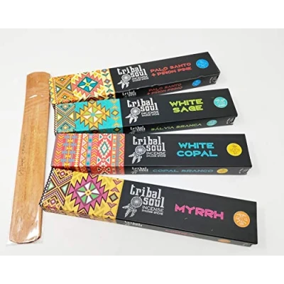 Image of Tribal Soul Incense Smudge Sticks Palo Santo &amp; Pine, White Sage, Copal with JRose Holder TS 2