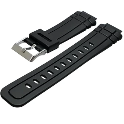 Image of Black Rubber Watch Strap To Fit Casio 16mm (23mm Overall Width)