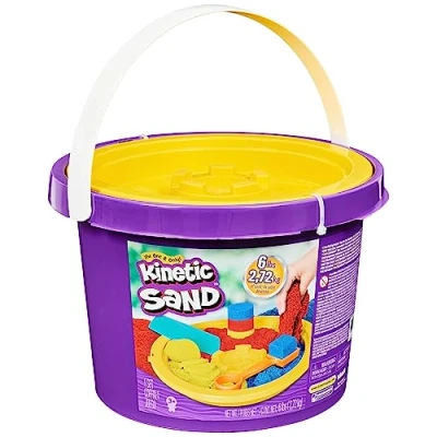 Image of Kinetic Sand 6061096, 6 Pound Bucket with 3 Colors and Tools for Endless Creative Play, Kids Ages Up, Mulitcolor, One Size