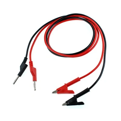 Image of Oiyagai 2pcs 4MM Stackable Banana Plug and Alligator Clip Test Leads Use for Multimeter or Laboratory Electric Testing Work (Red + Black)