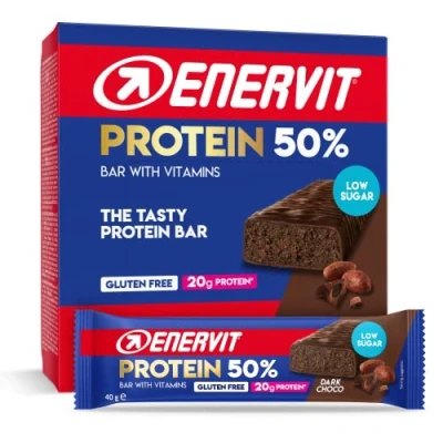 Image of Enervit High Protein Bar 50%, Dark Choco (Box of 12 Bars)